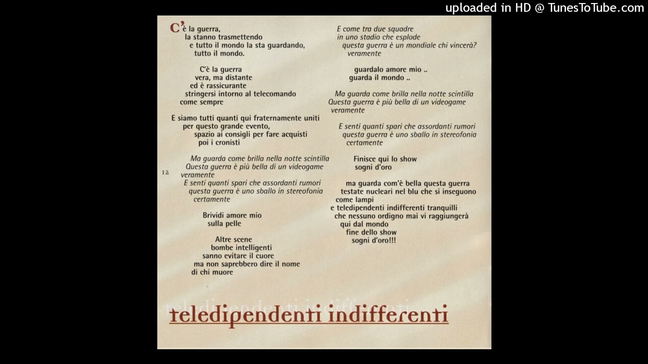 Amedeo Minghi – Teledipendenti Indifferenti  (con testo)