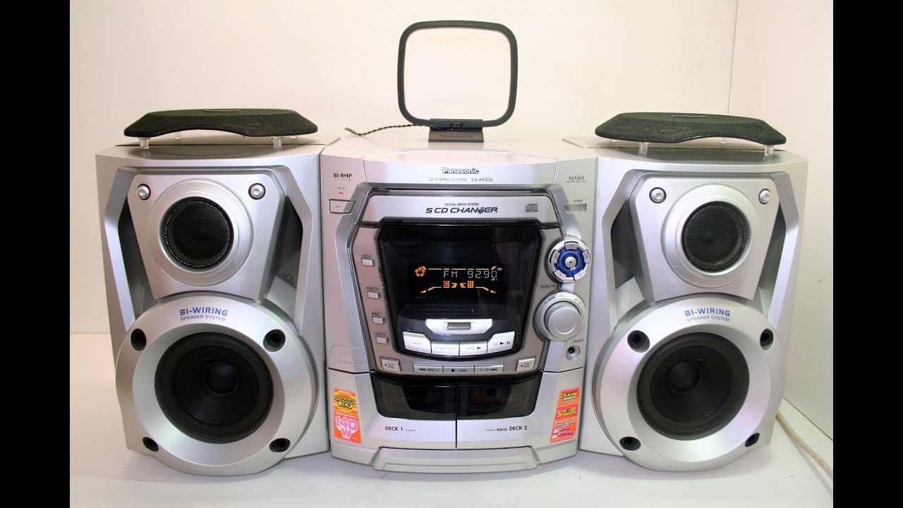 Panasonic SC-AK200 5-дисковый CD-плеер с двухкассетным тюнером и радиосистемой Hi-Fi