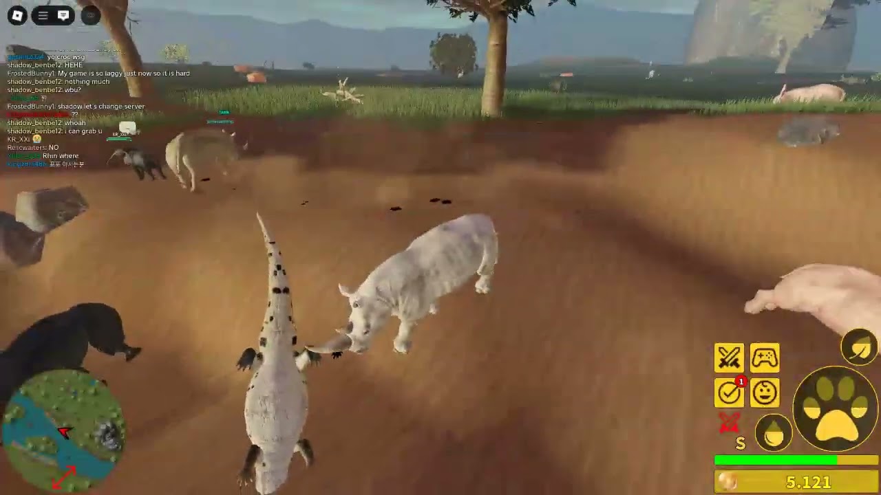 Roblox Savannah Life kossing as rhino with friends