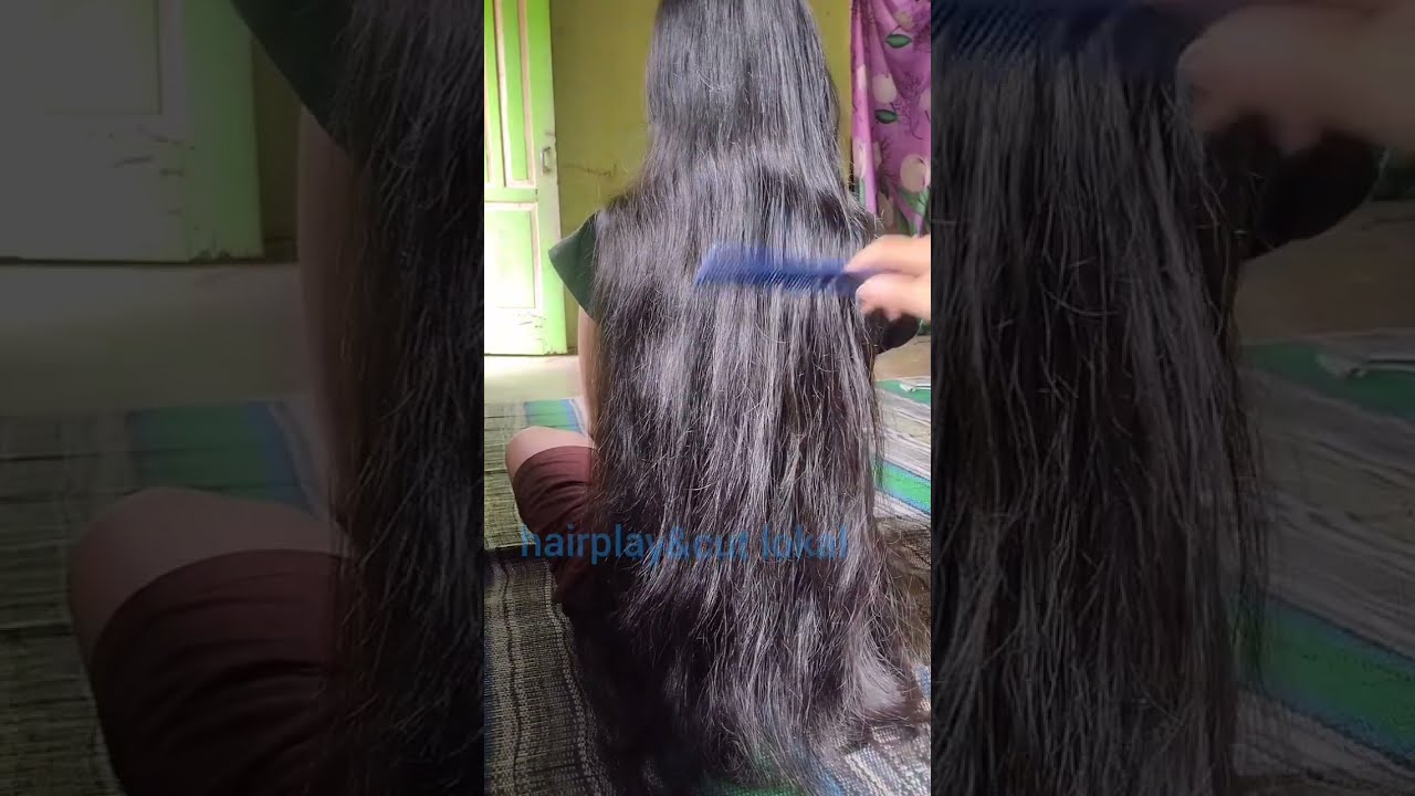 hairplay&cut//rambut halus super panjang mba nurul dipotong pendek banget se telinga