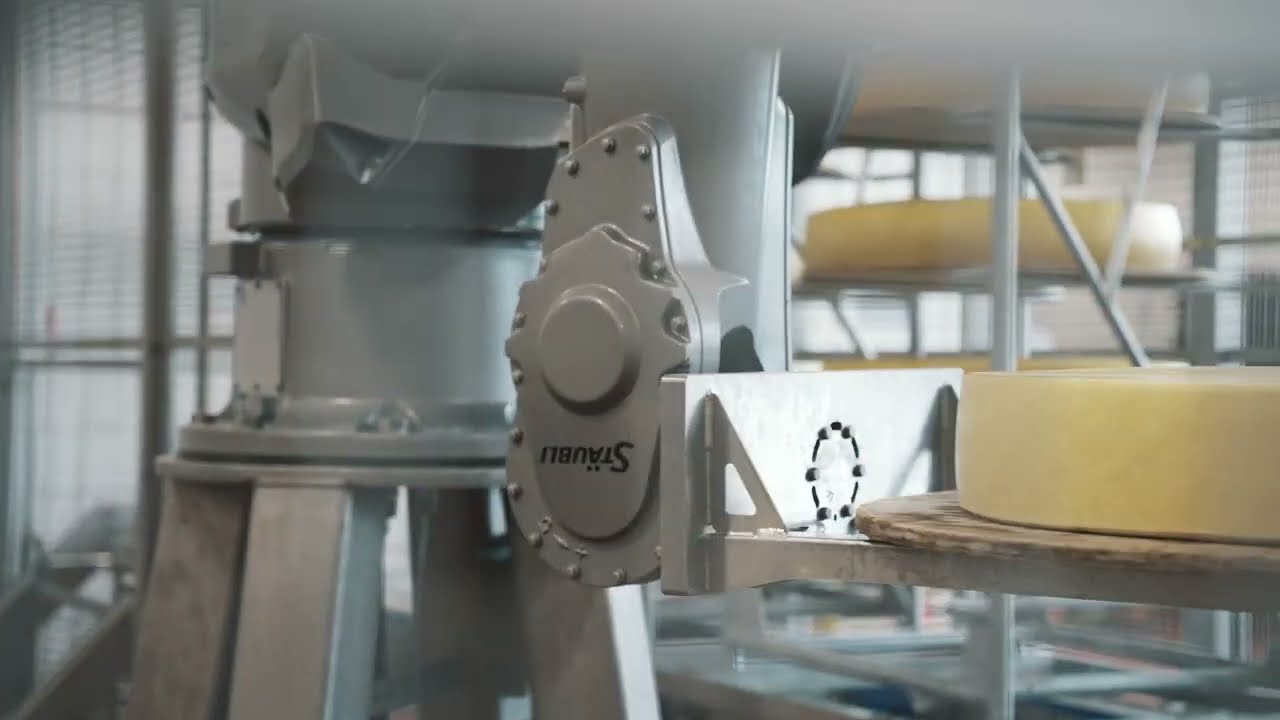 Fully automated cheese care system with robot, Allgäuer Emmentalerkäserei Leupolz