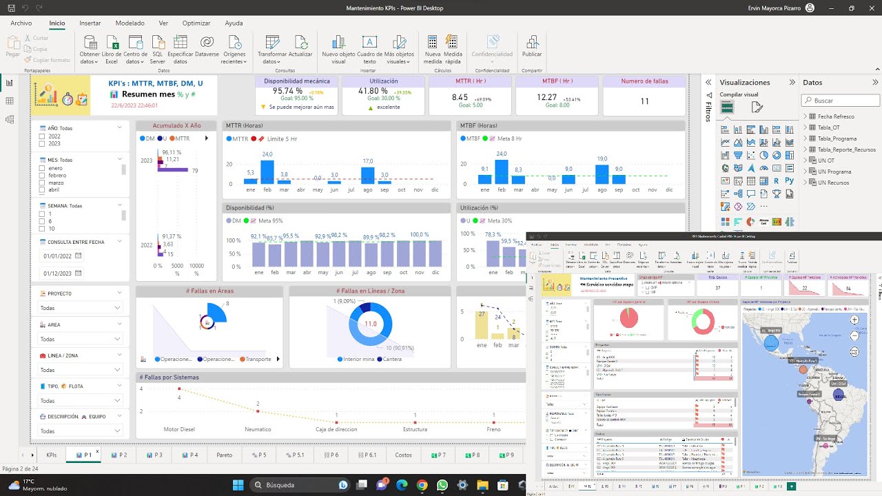 V2025, Control de mantenimiento preventivo en excel y Powerbi / Dashboard,Programa,indicadores KPIs.