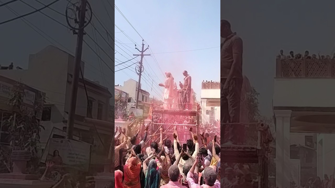 Gouri gopal ashram ki holi. Aniruddhacharya ji ki holi. #holi #mathura #vrindavan #ytshorts