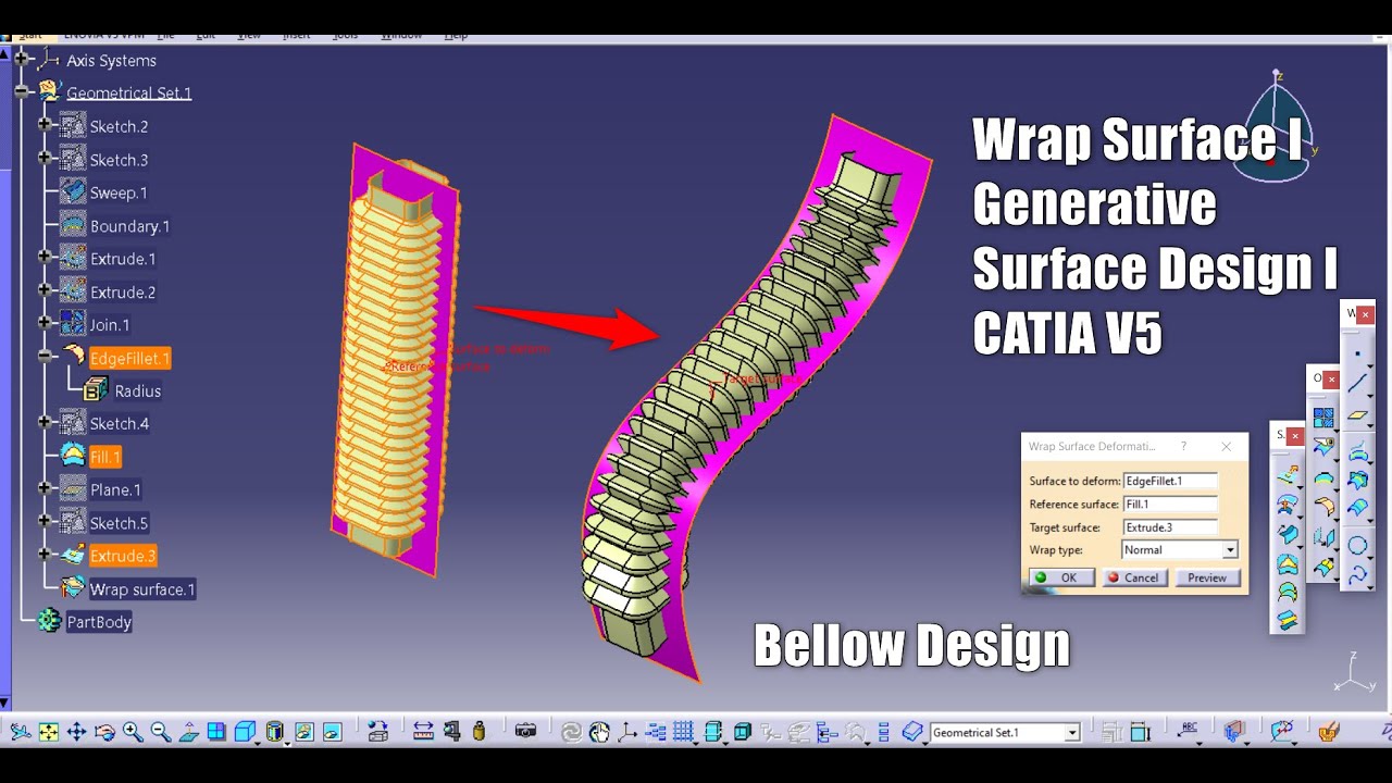 Wrap Surface I CATIA V5 I Bellow Design I Generative Shape Design I GSD