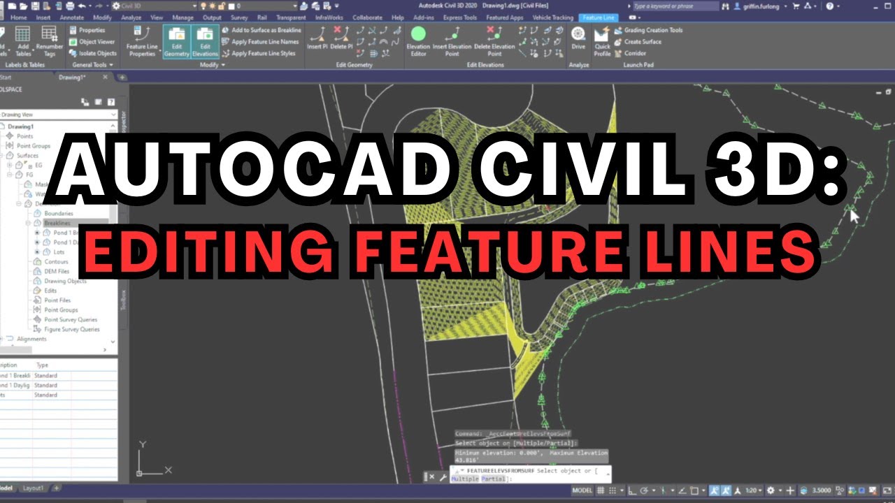 Быстрое редактирование характерных линий (AutoCAD Civil 3D)