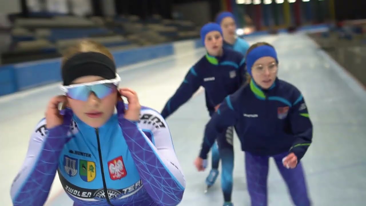 Trening łyżwiarstwa szybkiego UKS Zwoleń-Team w Arenie Lodowej Tomaszowa Mazowieckiego 21 luty 2023