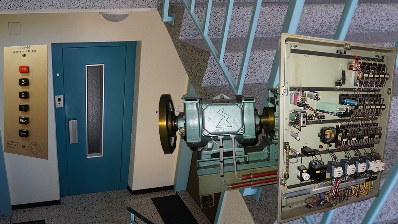 Nice Menétrey two-speed traction relay logic elevator.