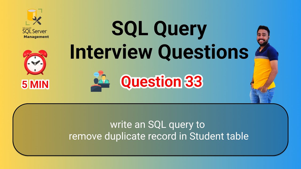How to remove duplicate record in Student table | Interview Question | BTS | SQL Table | Question 33