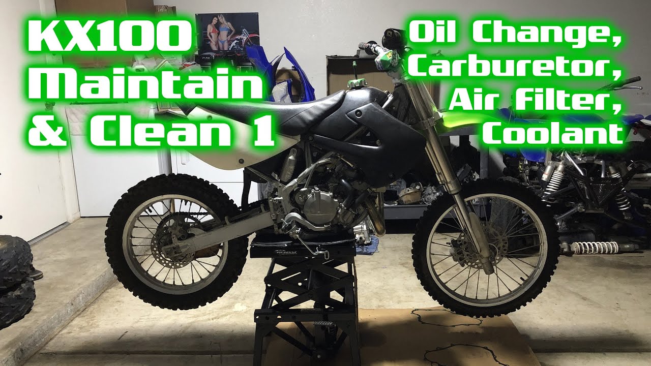 Kawasaki KX100 / KX85 Maintenance 1, Oil Change, Carburetor Removal, Air Filter Clean, Coolant Flush