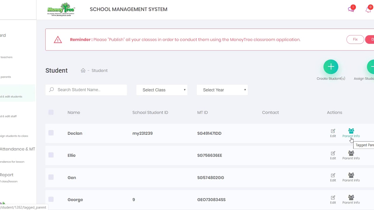 Check parent's details
