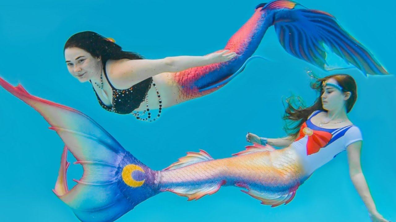 TWO MERMAIDS swimming in SILICONE MERMAID TAILS!
