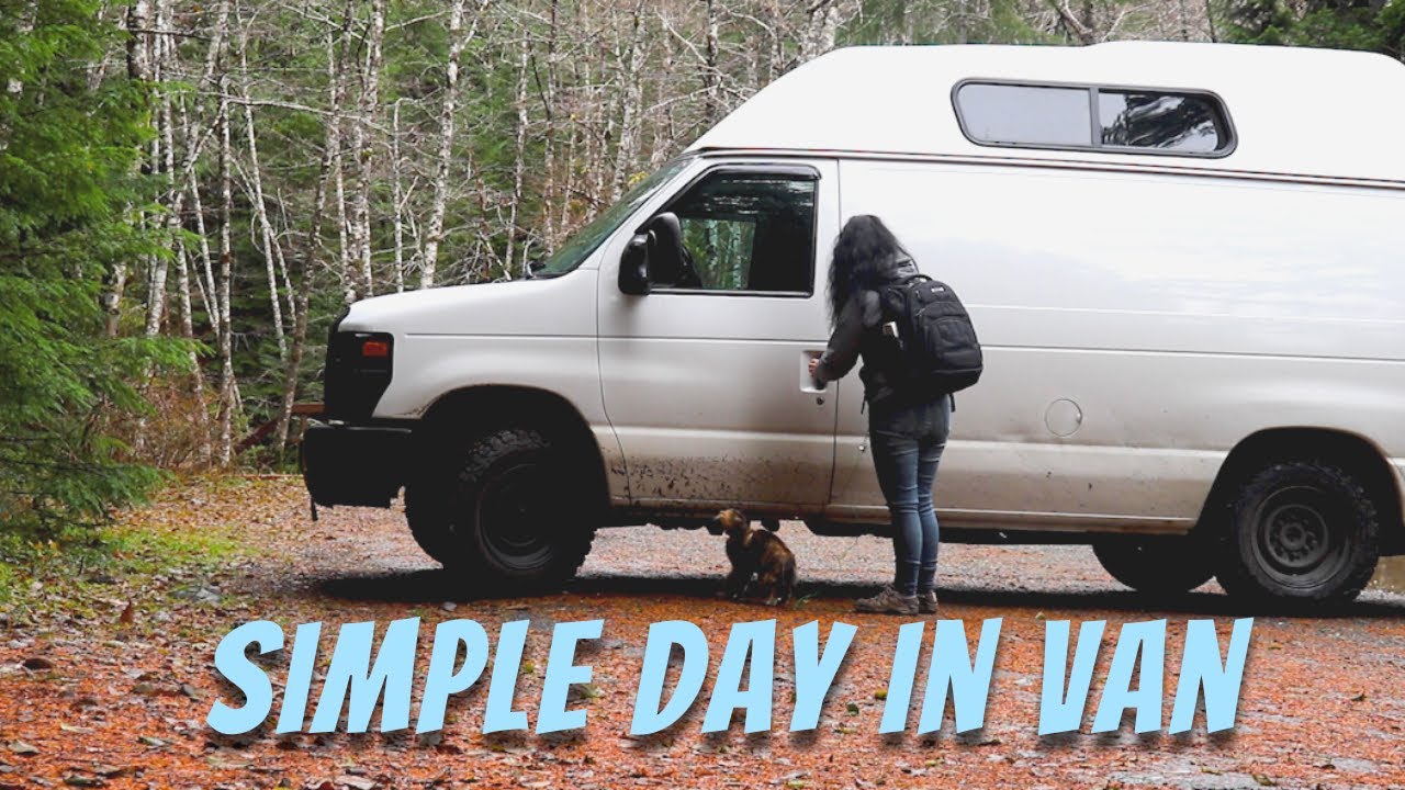 Simple day in life before the rainy day/ Waterfall hike with my cat, cooking simple meal in van