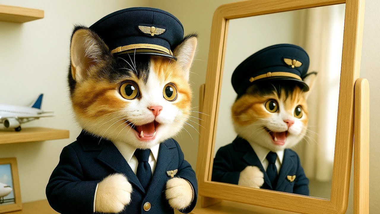 Cute Kitten’s First Flight as a Pilot ✈️☁️ | The Cutest Cat Video of All Time! [パイロットになった子猫]