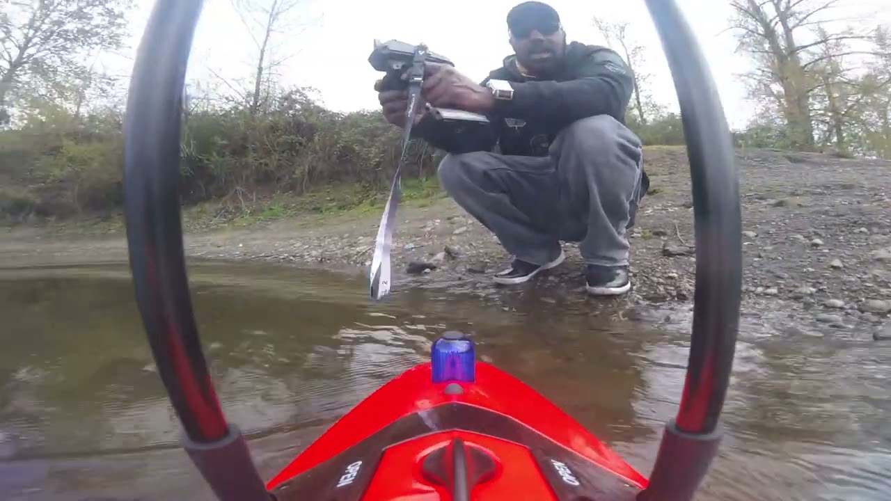 Testing distance on the RC Fishing Surfer