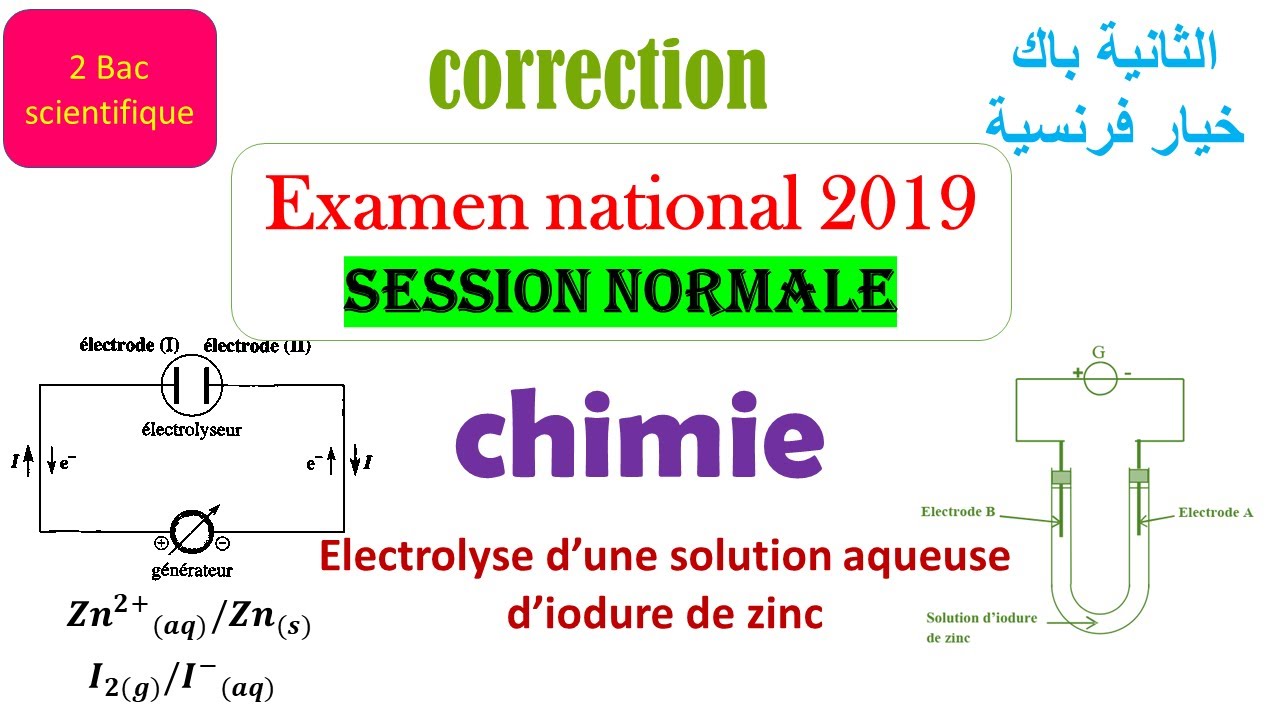 correction de l'examen national session normale 2019 chimie- électrolyse