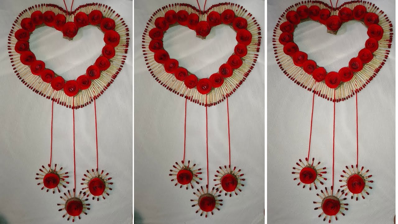 wow so beautiful 😍❤️ Matchsticks wall hanging craft design ✨ || very easy Matchsticks craft design 🩷