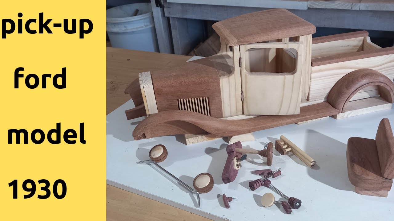 (28)-Pick-up ford model 1930 miniatura em madeira