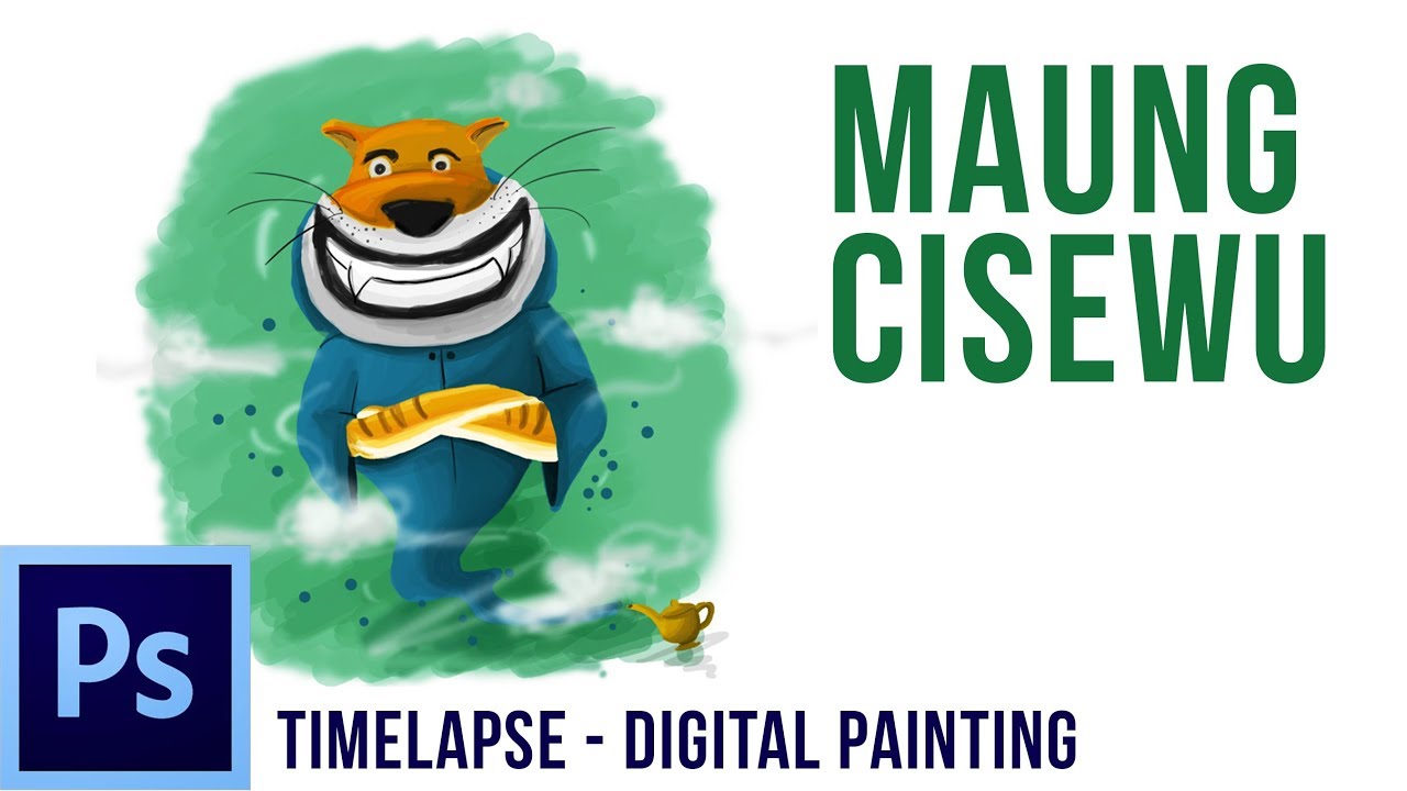 [Adobe Photoshop CS6] Timelpase: How to Make Digital Painting of MAUNG CISEWU or THE FRIENDLY TIGER