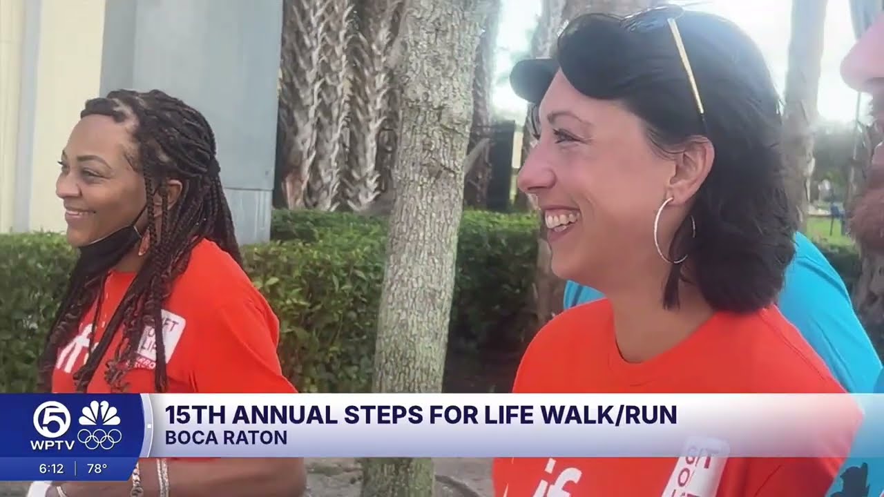 Телеканал WPTV Palm Beach освещает забег Steps for Life 5k, организованный Gift of Life Marrow Re...