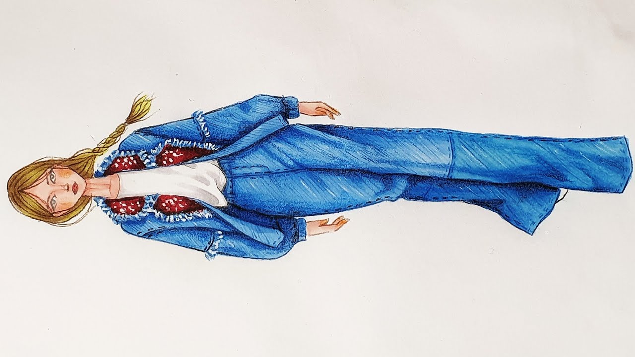 Fashion Illustration How to Draw Denim Jacket and Pants Casual Style