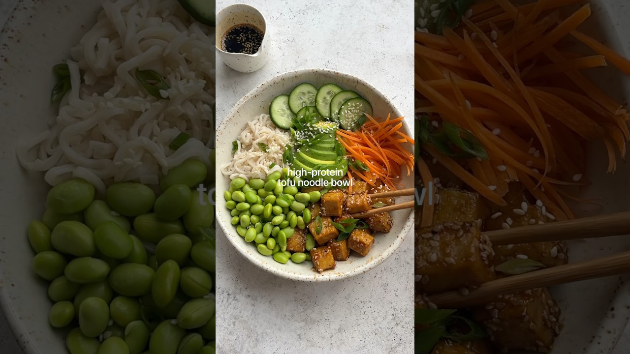 High-protein tofu noodle bowl