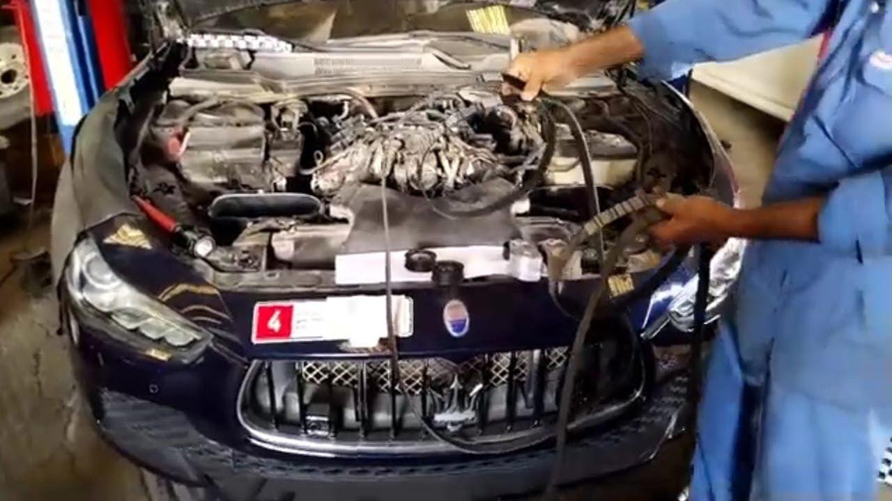How To Change Serpentine Belt Replacement Maseratia Ghibli AC Belt And  Alternator Belt