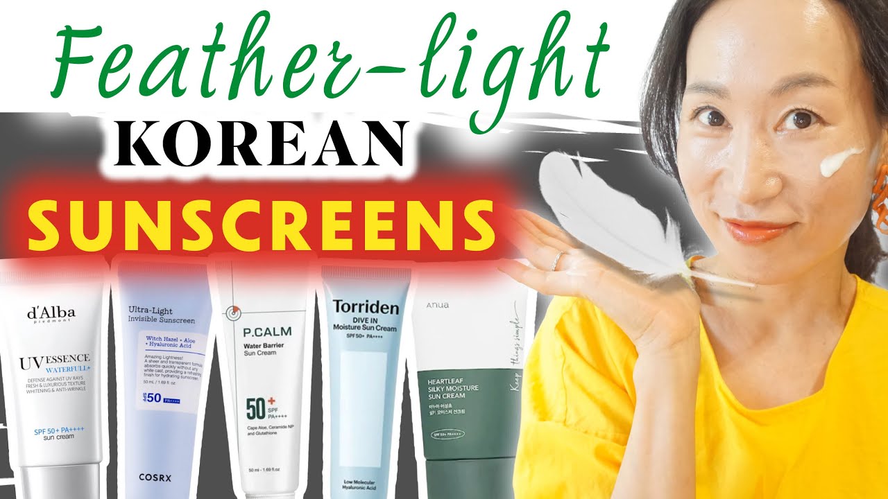 TOP 5 ULTRA-LIGHT Korean Sunscreens 🔆 Weightless and Invisible! Feat. COSRX d'Alba Anua P.Calm &more