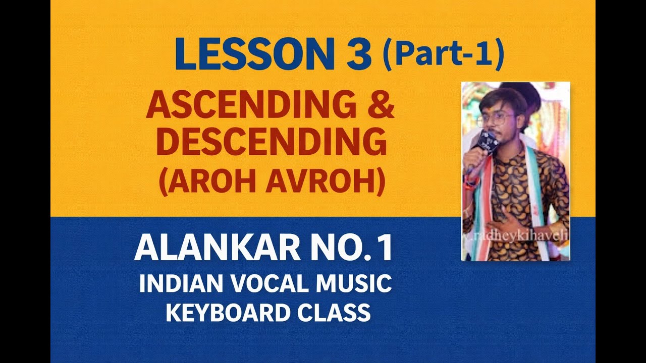 Lesson 3  Ascending & Descending (Aroh Avroh)  Alankar No1 (Part-1) Indian Vocal Music KeyboardClass