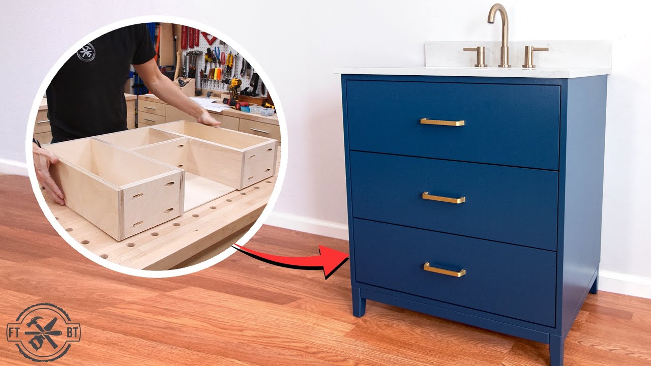 DIY Bathroom Vanity with Custom Drawers | Woodworking