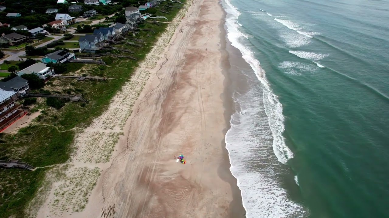 Emerald Isle Entire Beach Strand Drone Footage 4K