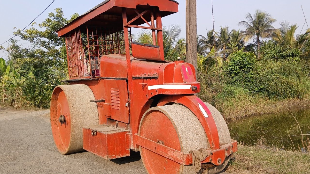 Road roller machine. Road Work. 