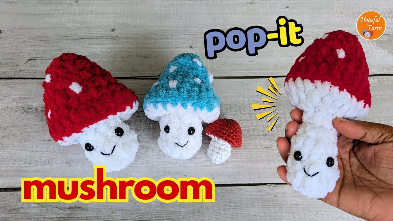 Crochet Popping Mushroom Fidget toy tutorial | Easy Crochet Mushie Pop keychain