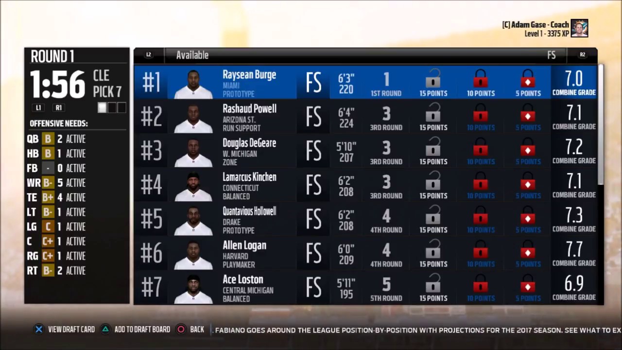 Madden 18 CFM - Drafting Logic Is Flawed