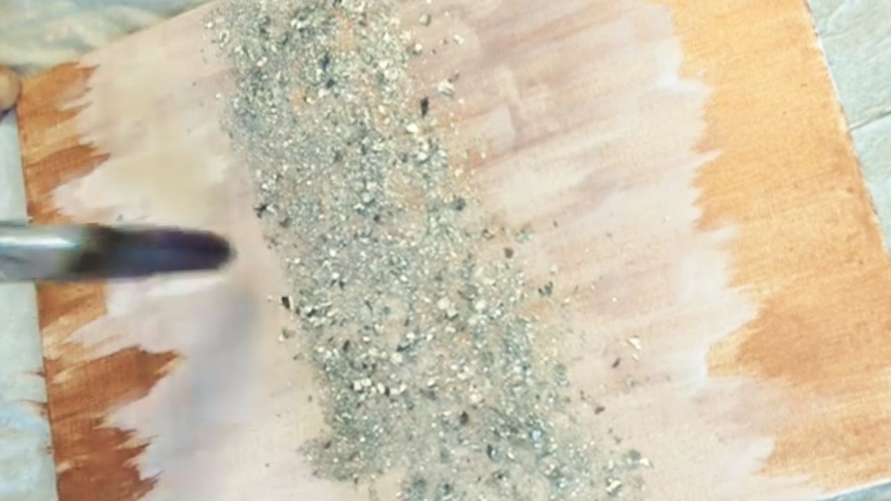 DIY Rose Gold and White Silver Glitter Abstract Canvas Wall Art