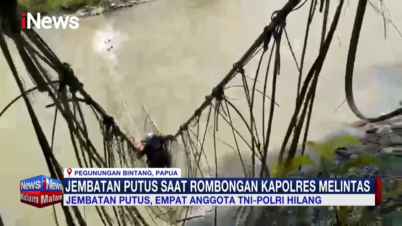 Jembatan Putus Saat Rombongan Kapolres Melintas, 4 TNI Polri Hanyut #iNewsMalam 29/01
