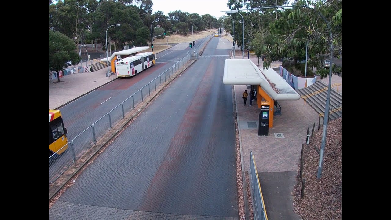 Klemzig O-Bahn Guided Busway Interchange in Adelaide, South Australia, Australia in January 2021
