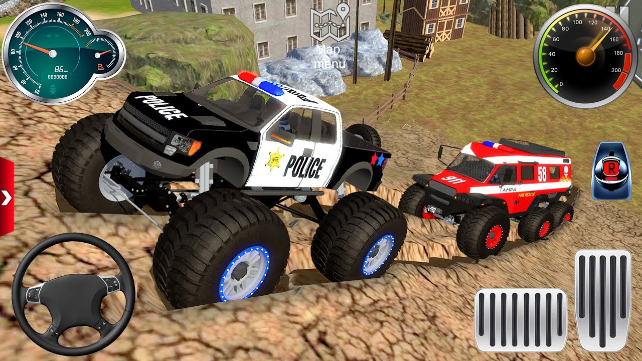 Juegos De Carros - Police car, Fire Truck Xtreme Off-Road #4 - Offroad Outlaws Android Gameplays
