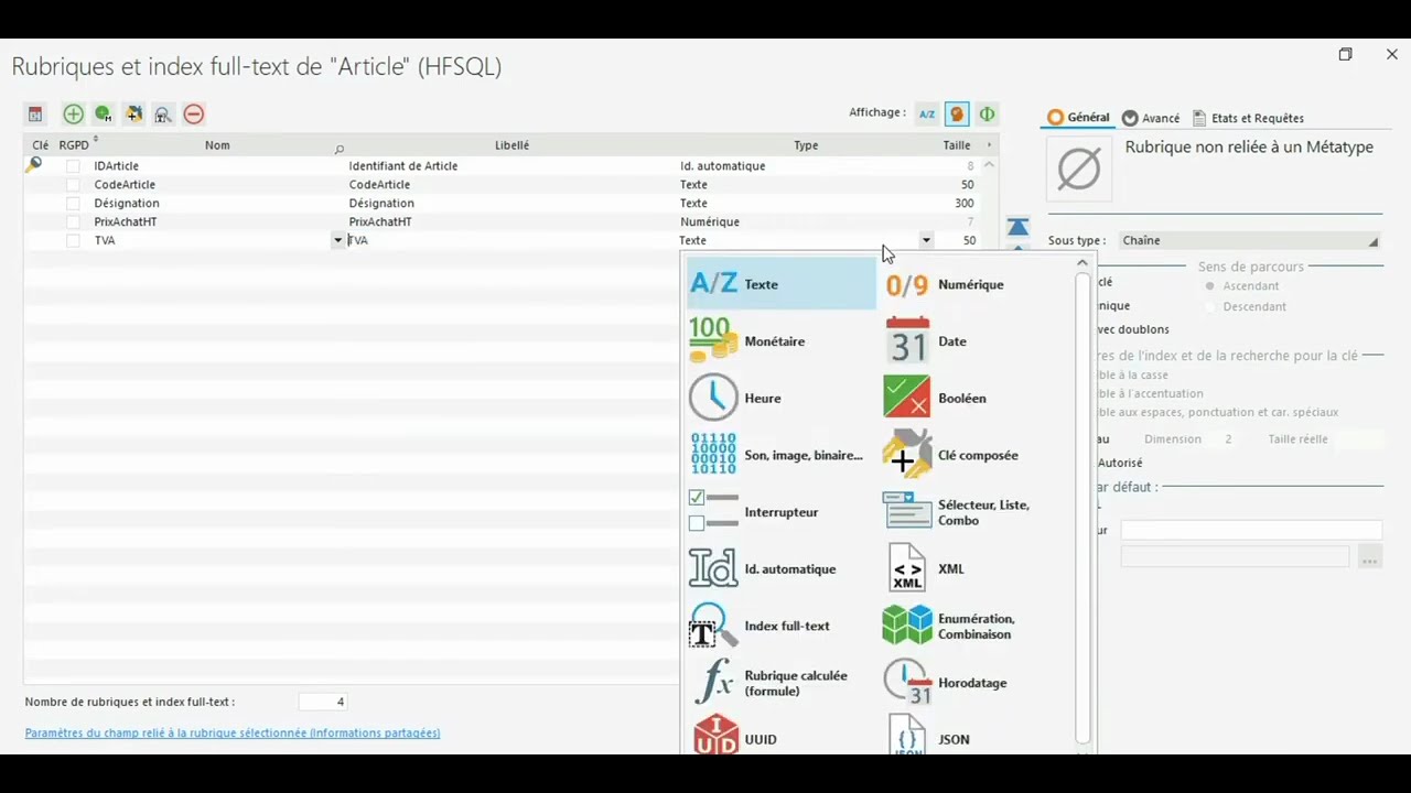 Windev: gestion de stock, Partie 1. Création de fichier article