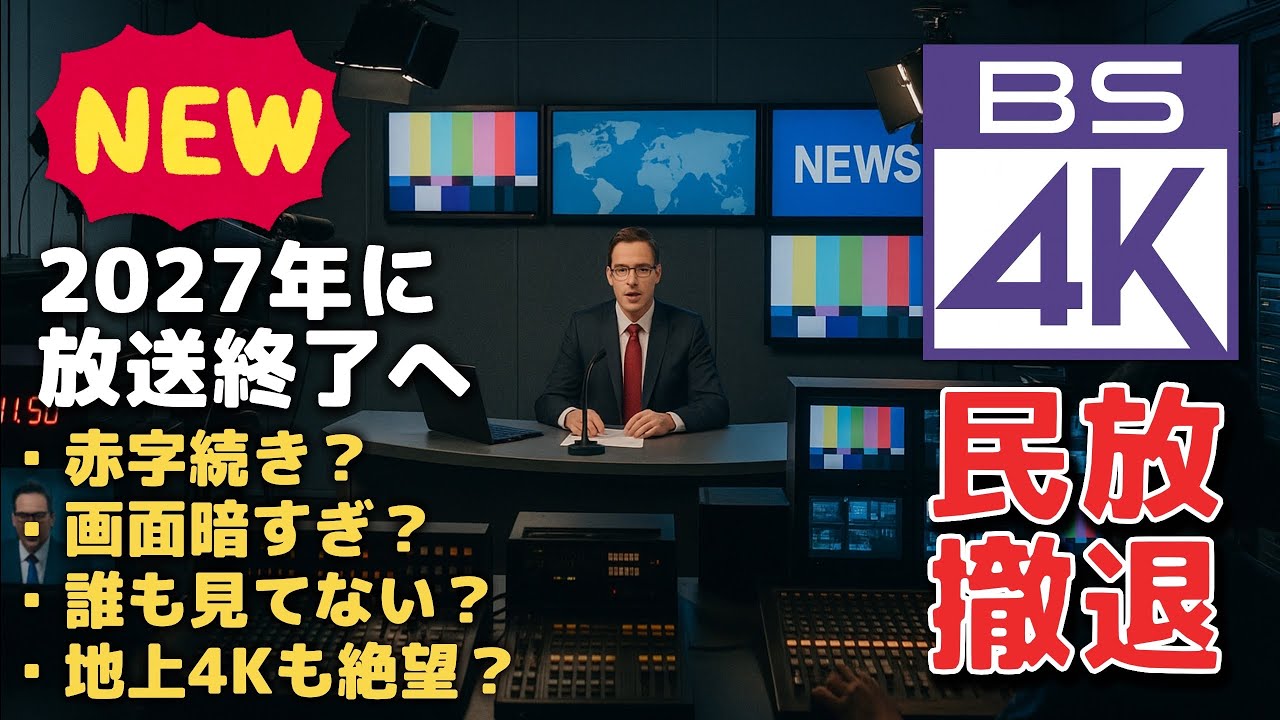【速報】BS4Kから民放撤退！2027年に放送終了へ