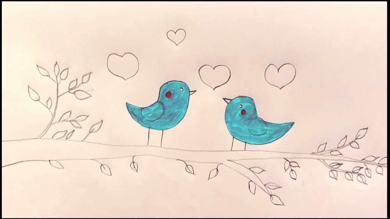 🕊️Love Bird Drawing ll Cute Bird Art for Beginners 