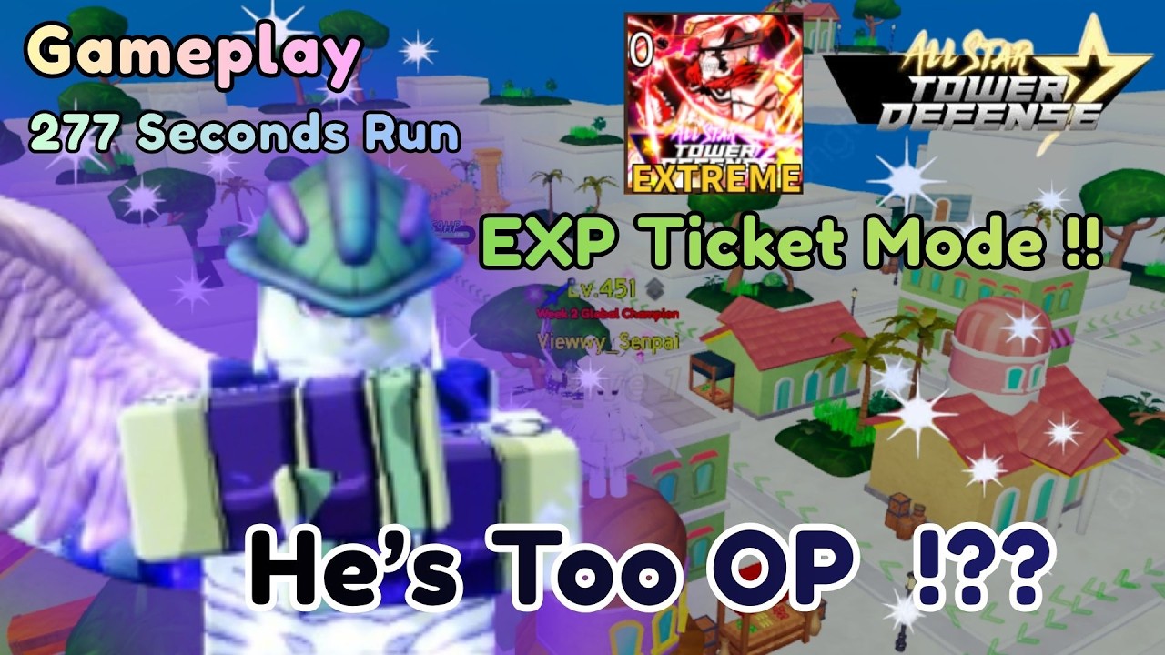 [277 Seconds] Speedrunning EXP Ticket Extreme | Solo Gameplay | Roblox All Star Tower Defense