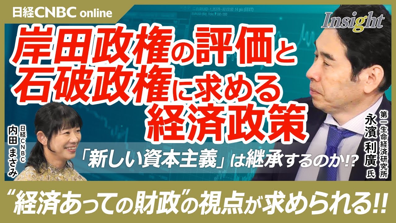 【石破政権に求める経済政策は】永濱利廣氏：岸田政権評価：日経平均株価は最高値・賃上げも可処分所得と差拡大／石破政権：新しい資本主義継承と財政健全化・懸念は地方創生バラマキと急な最低賃金引上げの企業負担