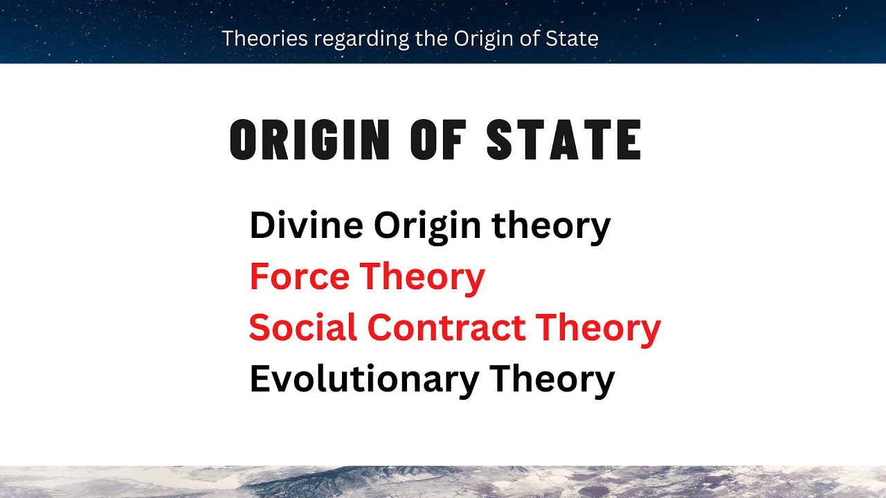 Origin of State : Theories (Divine Theory, Force Theory, Social Contract & Evolutionary Theory)