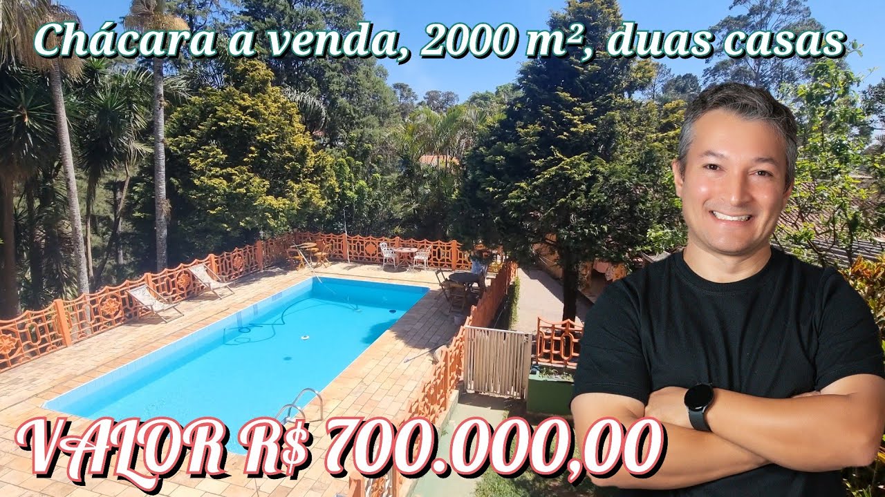 Chácara a venda, 2000 m², duas casas, salão de jogos, piscina, área gourmet, pomar, R$ 700.000,00