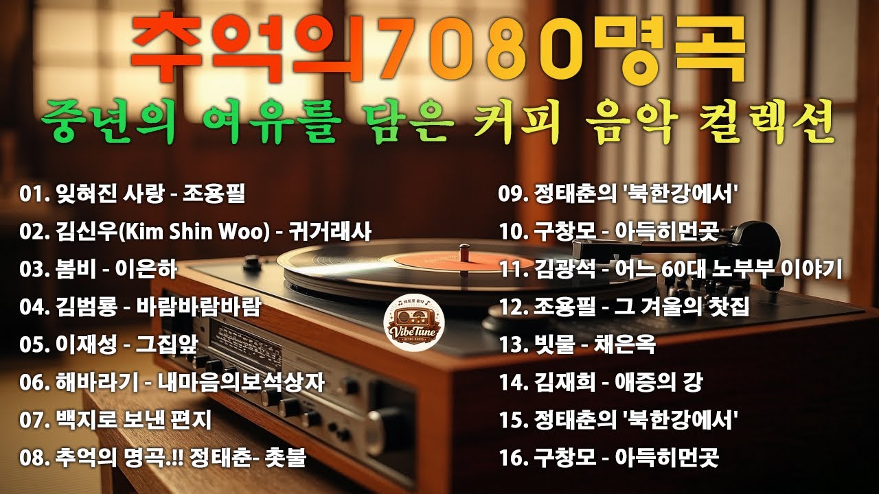 7080 추억 카페음악집 ✨ 중년을 위한 여유로운 멜로디✨🎙🎶잊혀진 사랑/귀거래사/봄비/바람바람바람/그집앞/내마음의보석상자 /백지로 보낸 편지