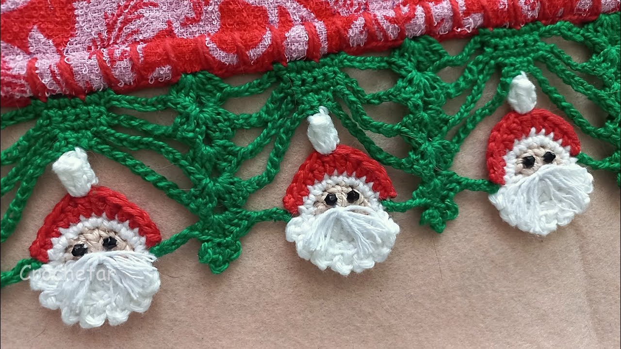 Barrado Papai Noel crochê PARTE 2 - Professora Maria Rita