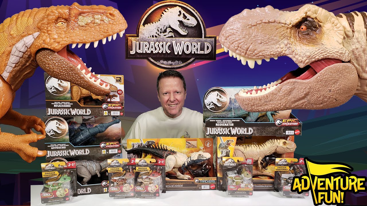 Jurassic World Dinosaurs Megalosaurus vs T-Rex Dino Toy Action Figures Review AdventureFun!
