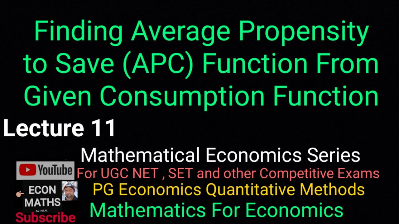 Finding Average Propensity to Save (APC) Function From Given Consumption Function #APC  #GATE #Ku