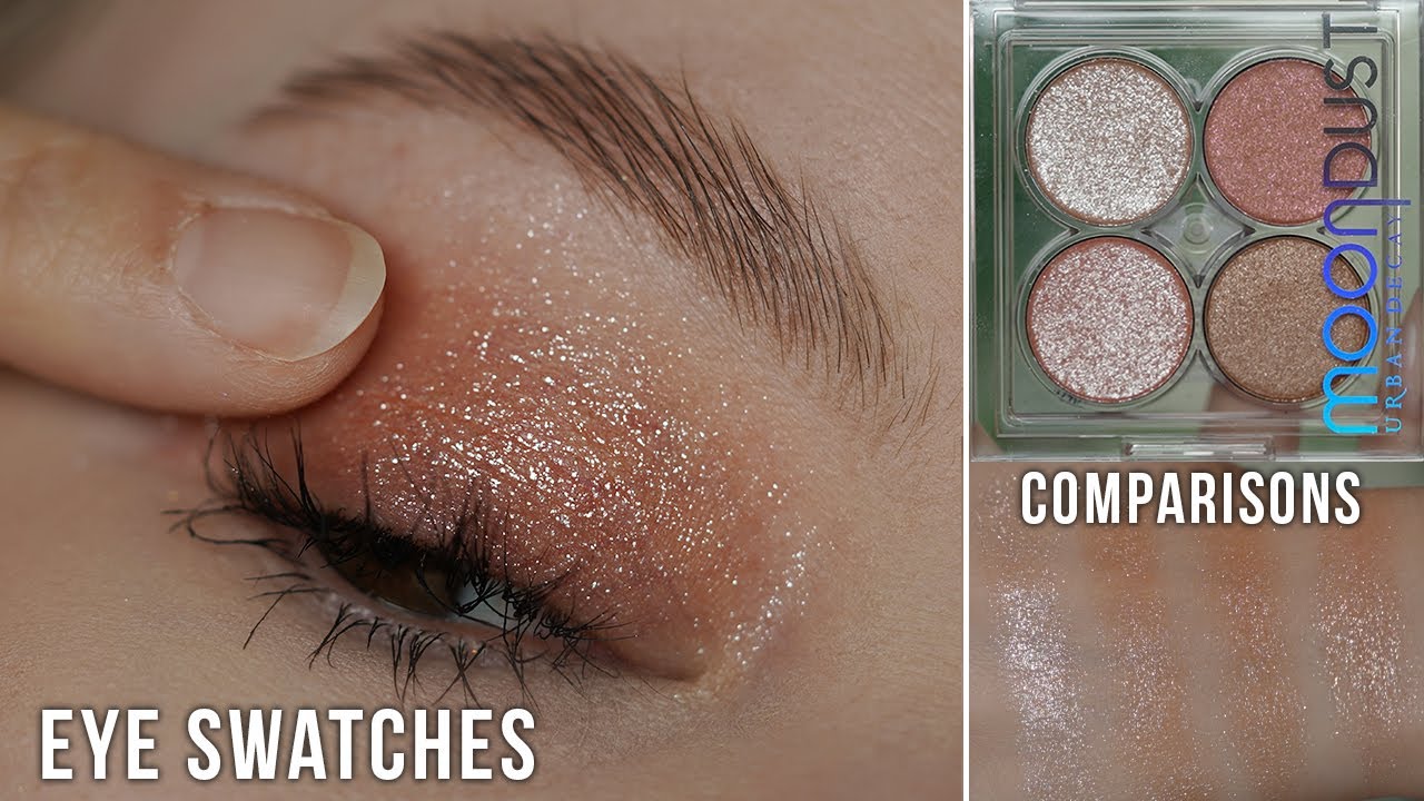 Палетка теней Urban Decay Space Cowboy Moondust Quad | Свотчи теней для век и сравнительные свотчи