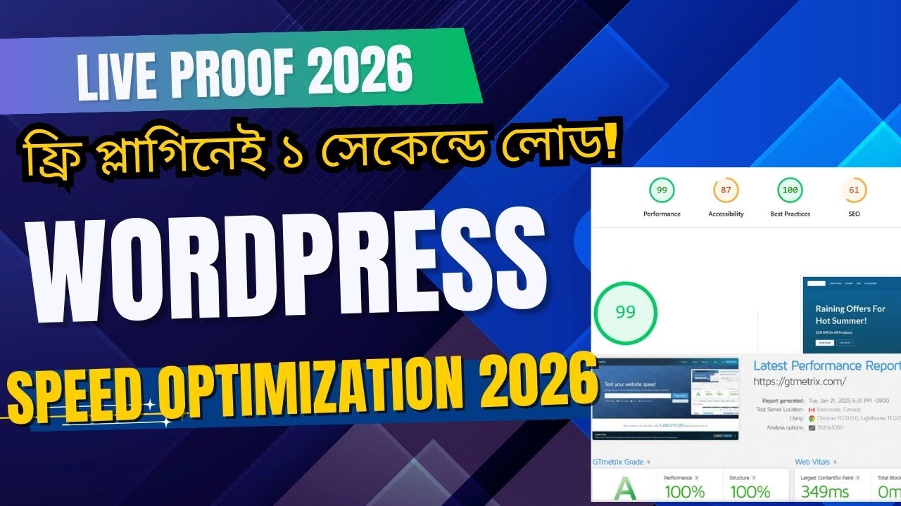 WordPress Speed Optimization Bangla Tutorial (2026) | Live Class